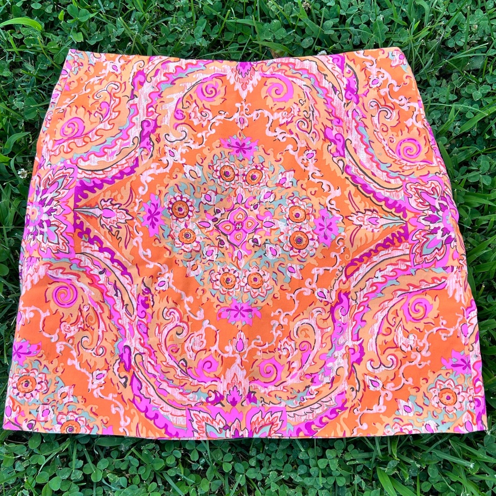 J. Crew Orange and Pink Mini Pencil Skirt Resort Wear